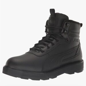 Puma Mens Desierto V3 Black Lace-Up Faux Leather High-Top Sneakers Like New 11